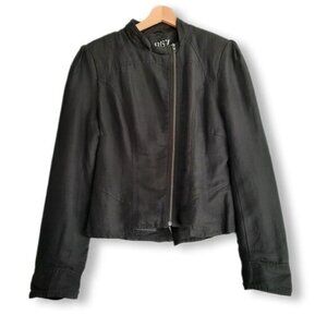 R867 Lace-Up Back Moto Bomber Textile Jacket Black Sz 12